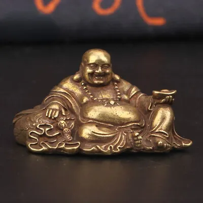1.7  Antique Bronze Big Belly Laughing Maitreya Buddha Statue Brass Figurines • $12.79