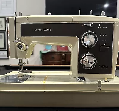 SEARS KENMORE VINTAGE MODEL 1730 ALL METAL SEWING MACHINE W/carrying Case & Peda • $110