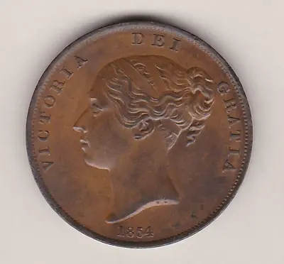 1854 Victorian Copper Penny Coin In Extremely Fine To Near Mint Condition • £150