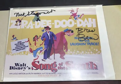$100 • Buy Song Of The South Movie Poster Autograph By Brer Bear Nick Steward 