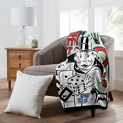 Northwest Hasbro Gaming Monopoly Roll Silk Touch Sherpa Throw Blanket 50 X60  • $49.99