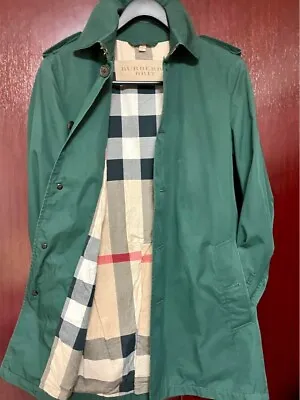 Men Burberry BRIT Trench Coat M Size Green Used Free Ship From JAPAN.! • $347.70