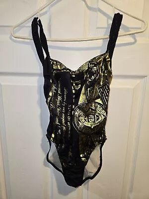 Vintage 90s Budweiser Beer One-Piece Bathing SuitShiny GoldBlackCarabella7/8 • $50