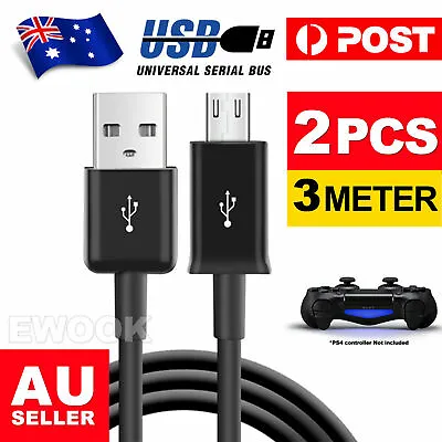 $9.95 • Buy 2x 3M USB Charger Charging Cable Cord For PS4 PLAYSTATION 4 Controller