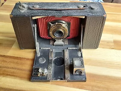 Ca. 1910 KODAK NO. 2 B FOLDING POCKET BROWNIE CAMERA W/RED BELLOWS 110 Roll Film • $19.95