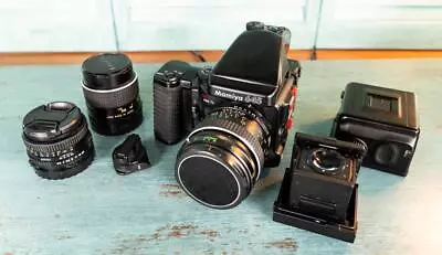 Mamiya 645 PRO TL Camera Kit Three Lenses Extra Film Back View Finder & More • $995