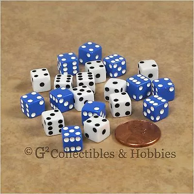 NEW 20 Blue & White Mini 8mm Small 6 Sided RPG MTG Game Dice Set 5/16 Inch D6  • $3.99