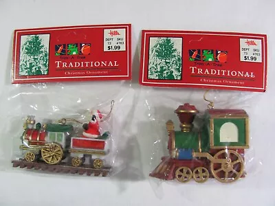 Pair Of Vintage Trim A Tree Christmas Ornaments Hills Dept Store Locomotives NIP • $14.99