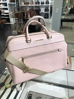 $358 • Buy Michael Kors Lady MK Travel Luggage Large Top Zip Weekender Bag- DK Powder Blush