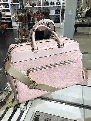 Michael Kors Lady MK Travel Luggage Large Top Zip Weekender Bag- DK Powder Blush • $265.50