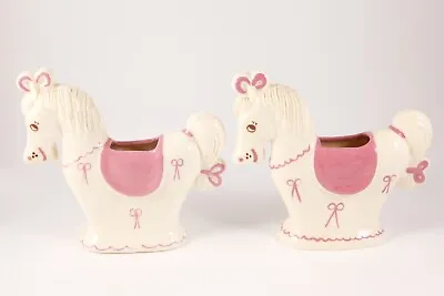 Pair 2 HEDI SCHOOP Hollywood VTG California Pottery Horse Planter Vase Figurines • $28.80
