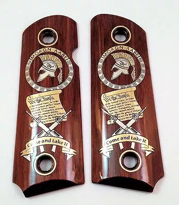 Compact 1911 Custom Engraved Wood Grips Gold Silver MOLON LABE 2nd Amendment • $69.99