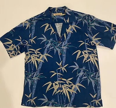 Tommy Bahama Men's 100% Silk Bamboo Tropical Tree Leaf Camp Shirt Size Medium • $24.99