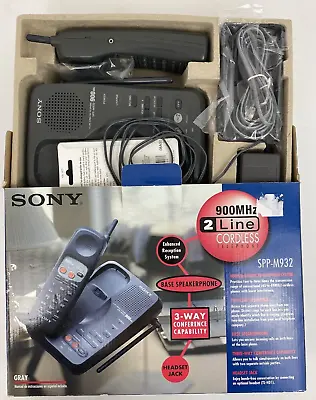 Sony SPP-M932 900 MHZ 2 Line Cordless Telephone 3-Way Conference Headset Jack • $29.69