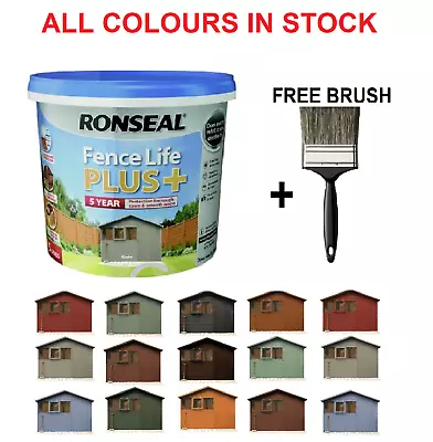 £14.27 • Buy Ronseal Fence Life Plus Garden Shed Fence Paint 5L UV Potection + FREE 4  BRUSH