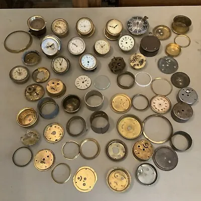 Huge Lot Of Vintage Antique Alarm Novelty Clock Parts Movements Case • $156