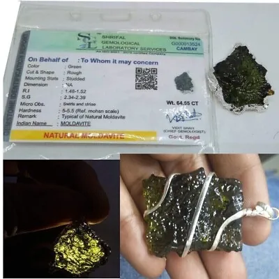 Natural Certified Moldavite Pendant Necklace From Czech Republic/Raw Moldavite • $40.49