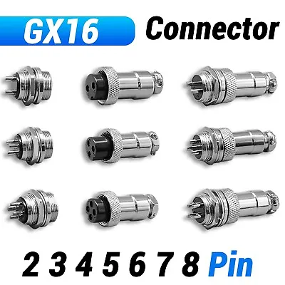 Aviation Plug 23456-8 Pin 16mm GX16 Metal Male Female Panel Cable Connector • $1.95