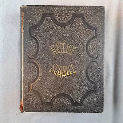 Antique 1904 Family German Martin Luther Bible Heilige Schrift 12x10 Acceptable • $95