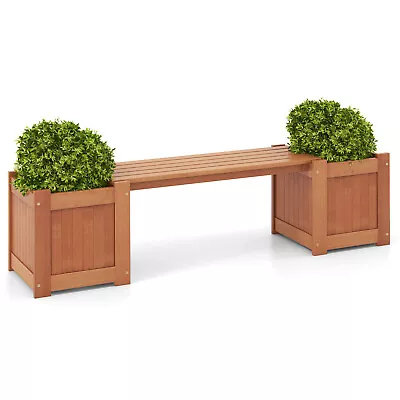 Wood Outdoor Planter Boxes W/Detachable Bench 2 Elevated Mini Planters Patio • $109.95