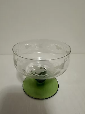 Vintage Green Depression Glass Dessert/Sherbet  3-1/2 Tall • $8.72