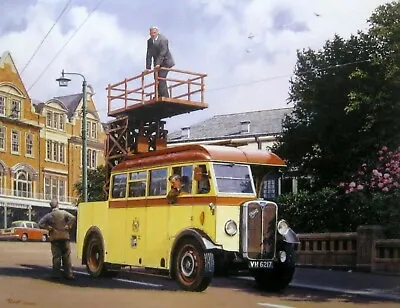 LARGE MOUNTED MOTORING PRINT IMPROVISED BUS TOWER WAGON BOURNEMOUTH 1940s • £12