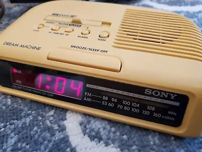 Sony  ICF-C25 Dream Machine AM/FM Alarm Clock Radio RED LED *YELLOWED* • $17.50