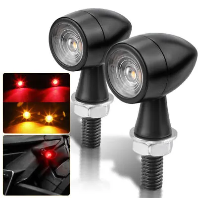 Motorcycle LED Mini Bullet Turn Signal Brake Tail Light Blinker Lamp Amber Red • $13.98