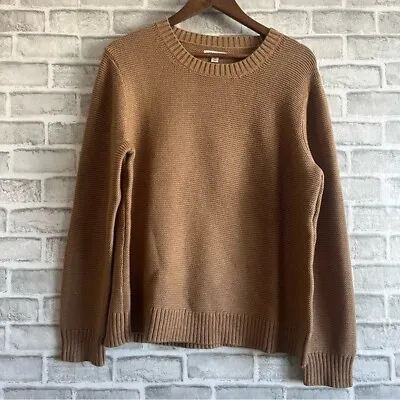 J. Crew Mens Merino Caramel Light Brown Cozy Waffle Knit Pullover Sweater Sz XL • $23.72