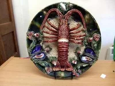 Vintage Palissy Ware  Majolica Lobster Wall Plaque 13  (33cm) • £120