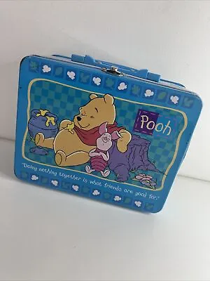 Vintage Winnie The Pooh Eeyore Tigger & Piglet Metal Lunch Box Tin Carry Case • $20