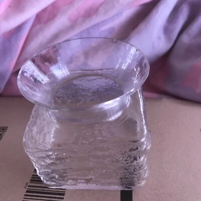£2.50 • Buy Vintage 1960s Squat Dartington/Whitefriars ??? Bark Glass Vase 3.5”Tall