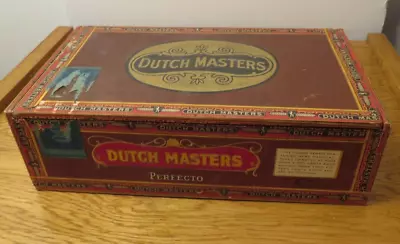 Vintage Dutch Masters Perfectos Wood Cigar Box 9-1/2  X 5-1/2  Empty Claro • $10