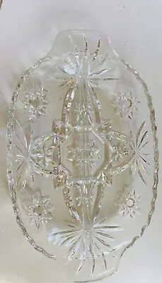 Vintage  Star  Divided Relish Dish 10  Clear Glass Excellent Condition • $9.99