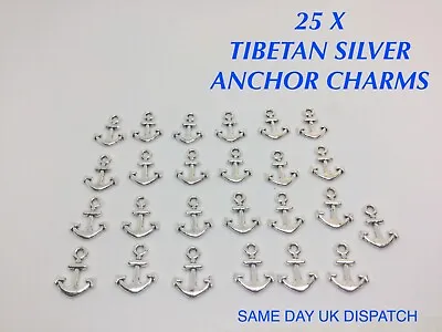 25 X Tibetan Metal Anchor Charms Nautical Bracelet Jewellery Making  Pendant • £3.49