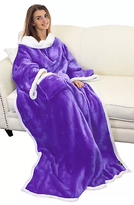 Fleece Wearable Blanket With Sleeves Pocket Microfiber Warm TV Blanket • $44.99