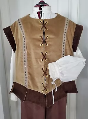 Renaissance Doublet (2XL) - Olive Green And Dark Brown • $95