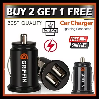 Fast Car Charger 2 USB Port For Iphone GRIFFEN Cigarette Lighter Socket Adapter • £2.49