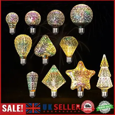 Vintage Edison Bulb E27 Ambient Lamp Star Shine Decoration 3D Colorful Firework  • £7.83