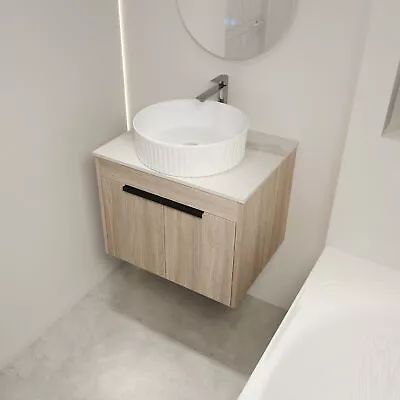 24 In Wall Mounted Bathroom Vanity Cabinet W/Ceramic Vessel Sink Basin White Oak • $422.99