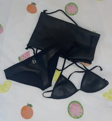 TRIANGL Neoprene Leather Look Bikini Limited Edition Women’s Size S/M RRP £99 • £29