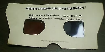 1953 QUAKER OATS - MUFFETS SHREDDED WHEAT  THRILLER-SCOPE 3D  Glasses Scope • $12.94