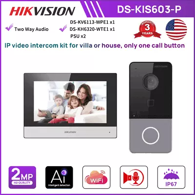 Hikvision DS-KIS603-P 2MP HD IP Video Intercom Kit Security Outdoor 2 Way Audio  • $227.05