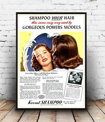Shampoo Your Hair :  Vintage Hair Care Advert Reproduction Poster Wall Art. • £5.09
