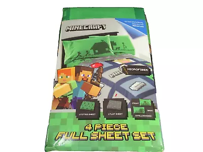 New In Package Minecraft 4 Piece Full Sheet Set Microfiber Mojang Pillow Cases • $19.99