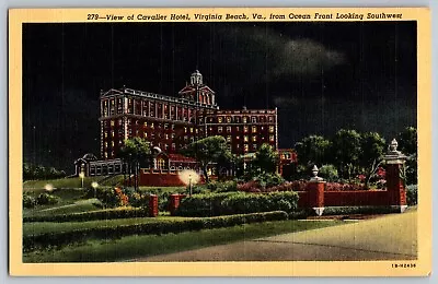 Virginia Beach VA - View Of Cavalier Hotel From Ocean Front - Vintage Postcard • $6.79