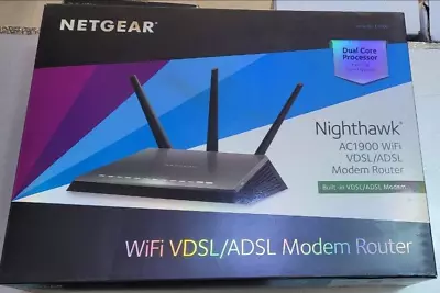 Netgear: Nighthawk VDSL/ADSL - Smart WiFi Modem Router AC1900 -Dual Band Gigabit • $253.14