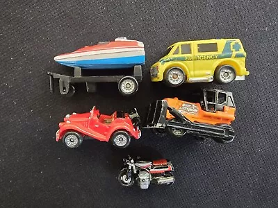 Lot (5) Vintage 1987 Micro Machine Toy USA CAR BOAT TRAILER NANCY AMBULANCE BIKE • $12.99