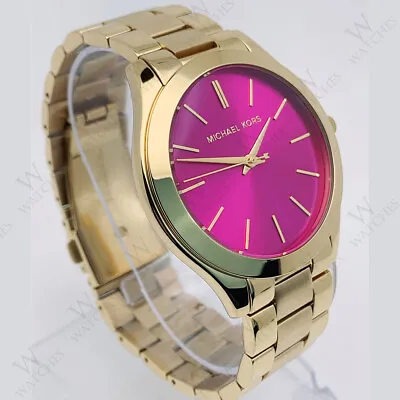 New Michael Kors MK3264 Runway Pink Dial Gold Stainless Steel Women's Watch • $98.90