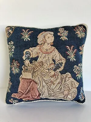 Vintage Tapestry Pillow Medieval Flemish Tapesty  Sheep Shearing  Woman Dog 8  • $24.99